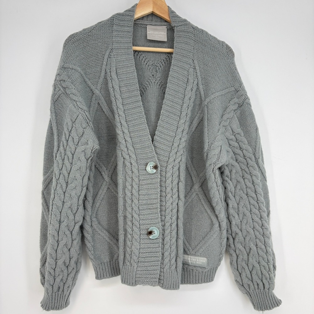 Taylor Swift The Tortured Poets Department TTPD Cardigan Grey M/L Cable Knit